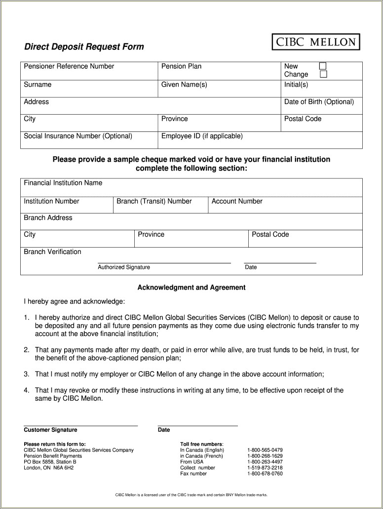 Free Direct Deposit Form Template Microsoft Word