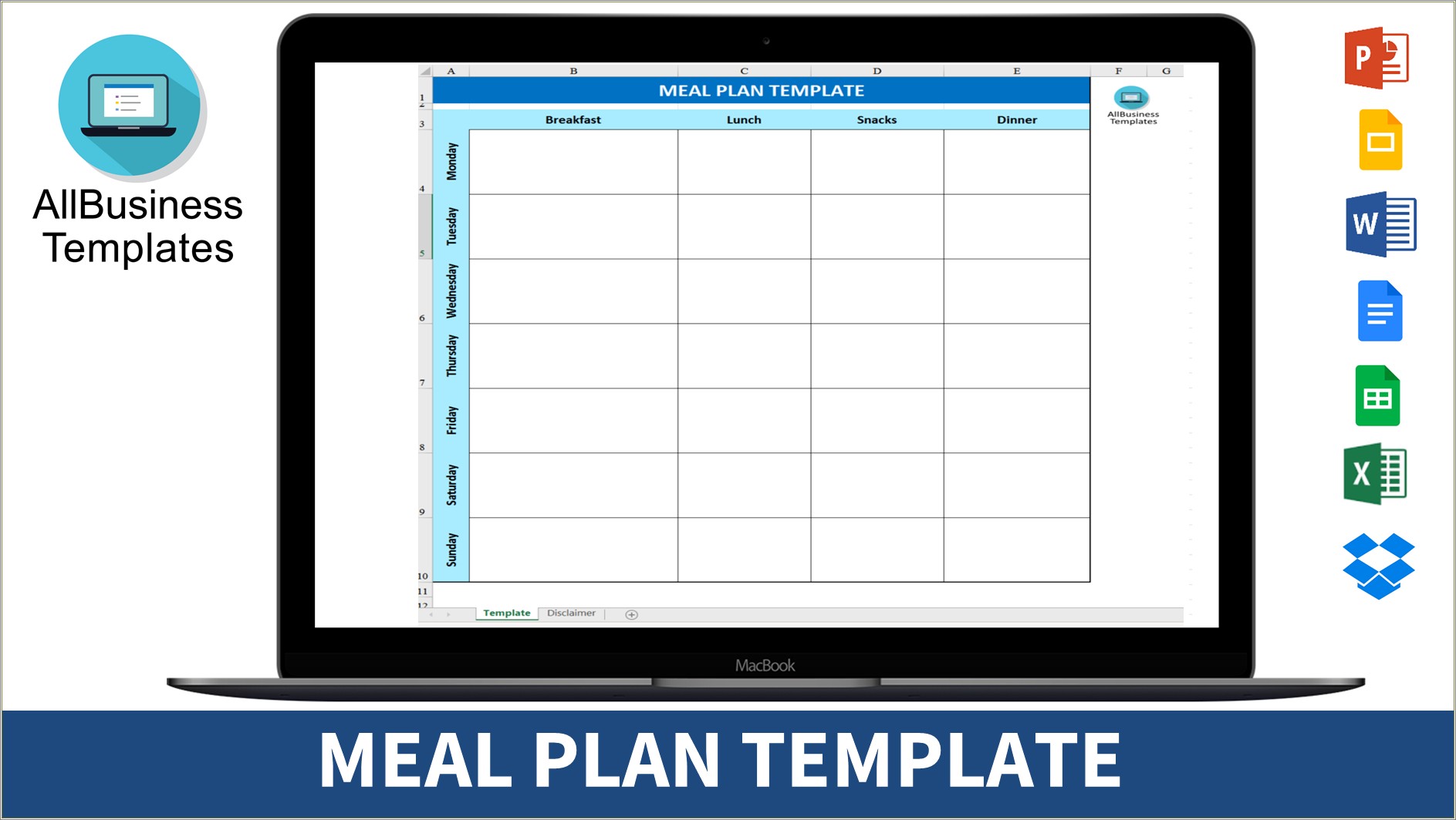 Free Dowload Monthly Dinner Menu Planner Template