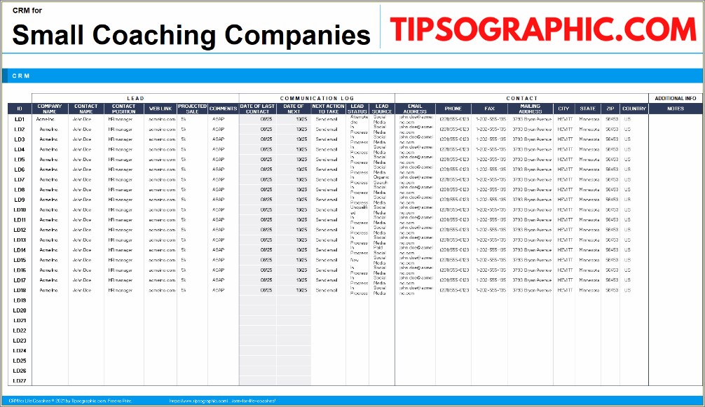 Free Excel Crm Template For Small Business