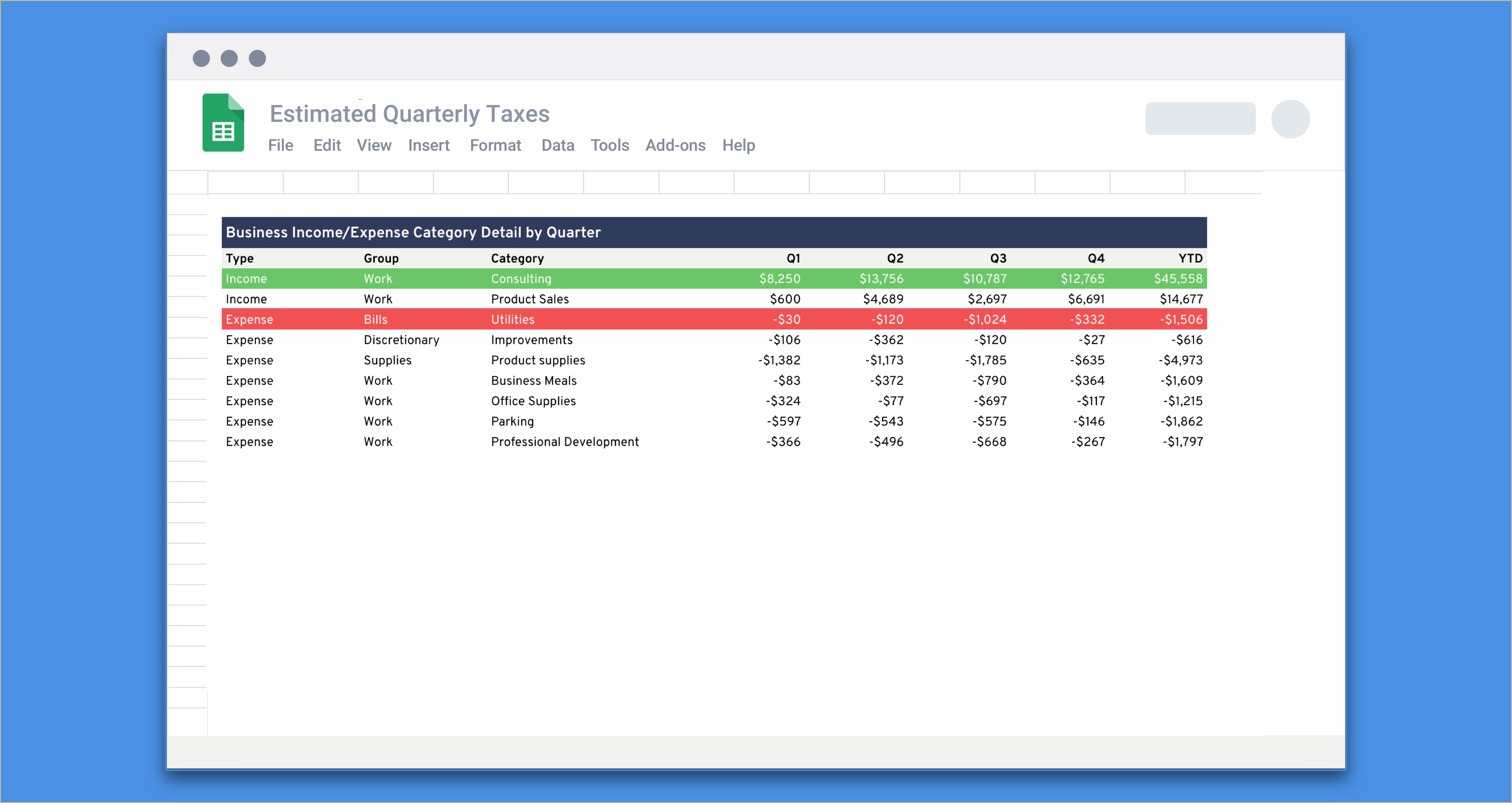 Free Excel Template For Quarterly Tax Payment