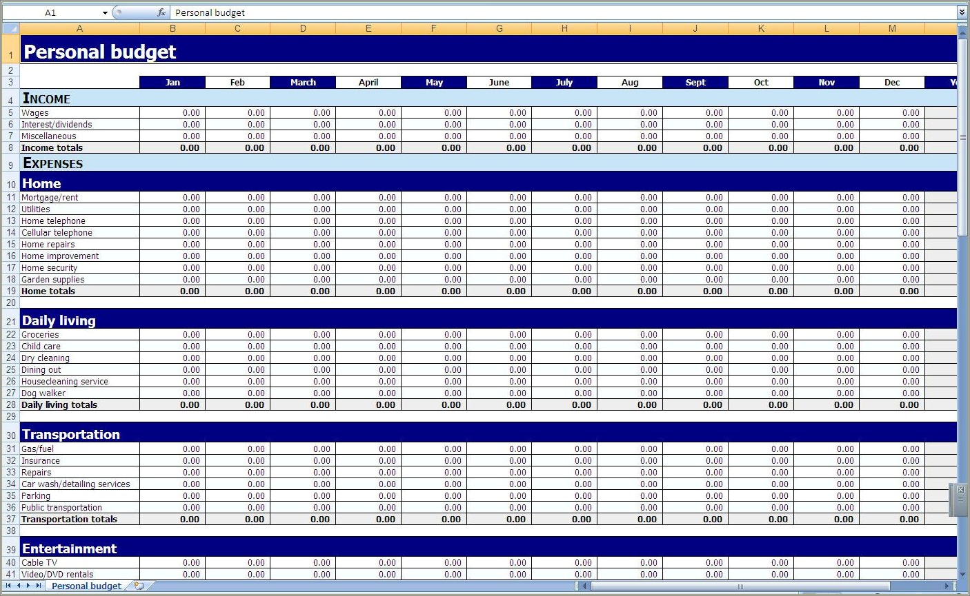 Free Excel Templates Budget Monthly Household Bills