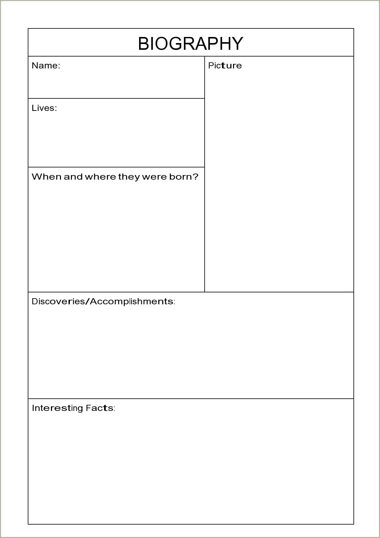 Free Fill In The Blank Personal Bio Templates