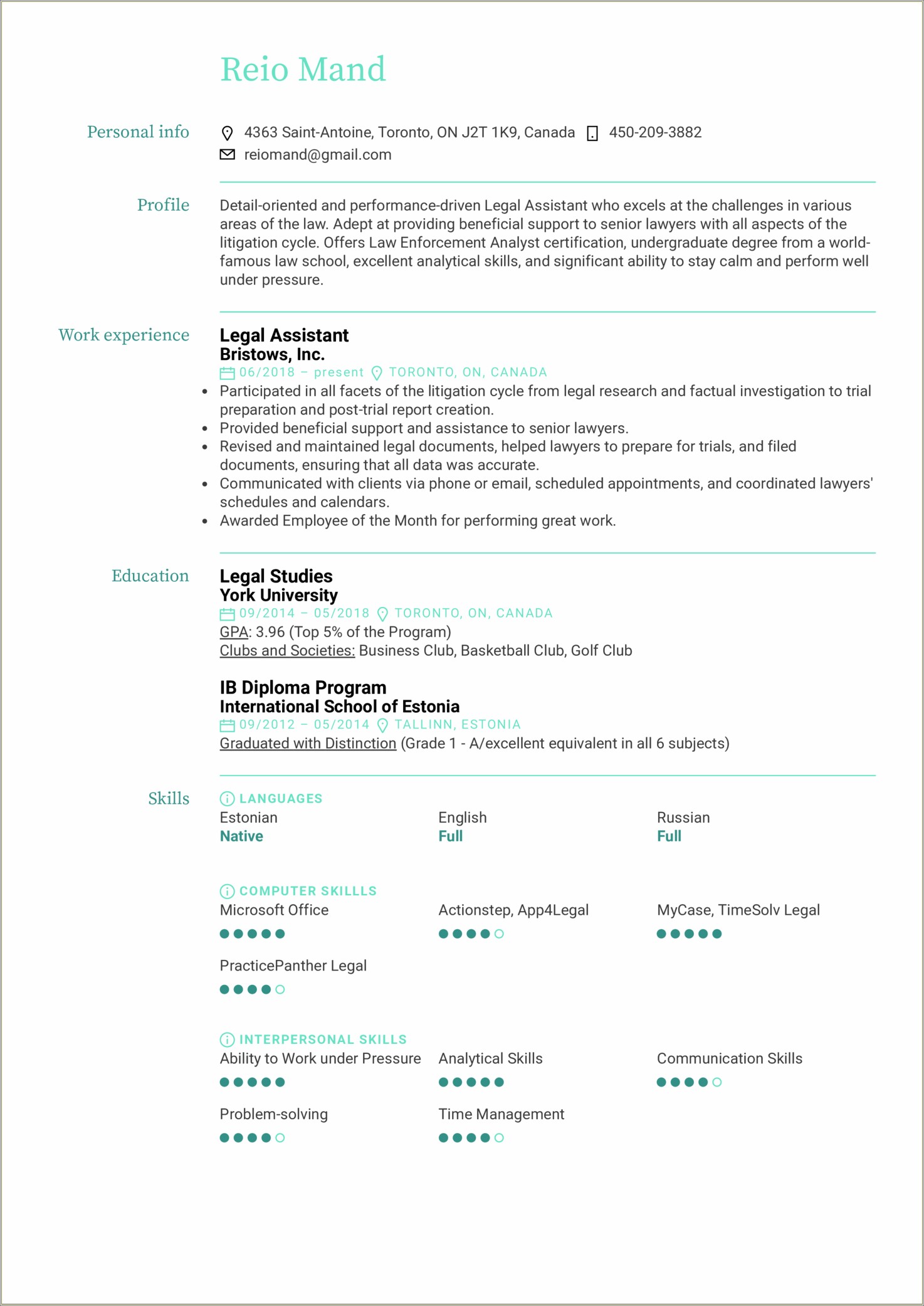 Free Fill Inoffice Clerk Resume