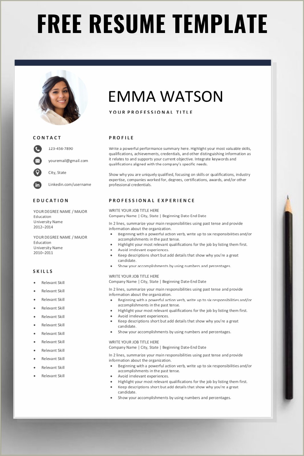 Free Fillable Template For Resume