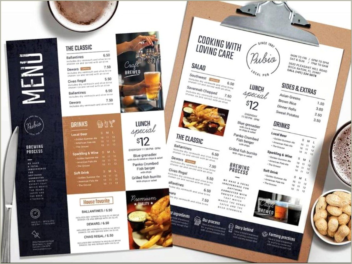 Free Gala Bar Menu Template For Mac