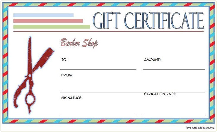 Free Gift Certificate Template For Barber Shop