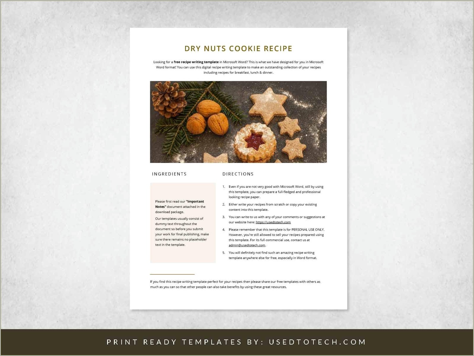 Free Half Page Recipe Templates For Word