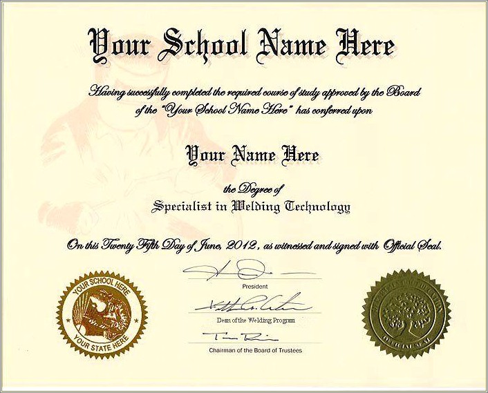 Free High School Diploma Template With Seal Pdf