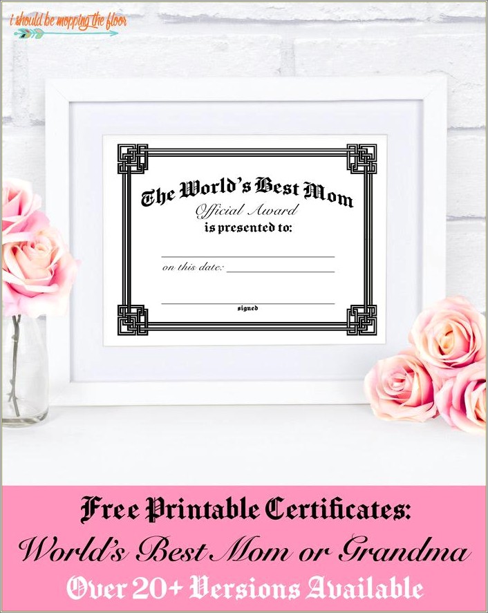 Free Hp Printable Mothers Day Certificate Templates