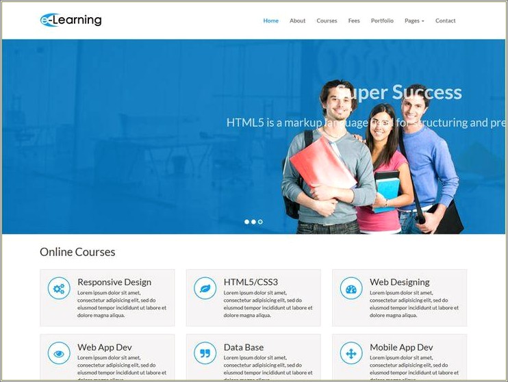 Free Html Templates Dashboard For Elearning Portal