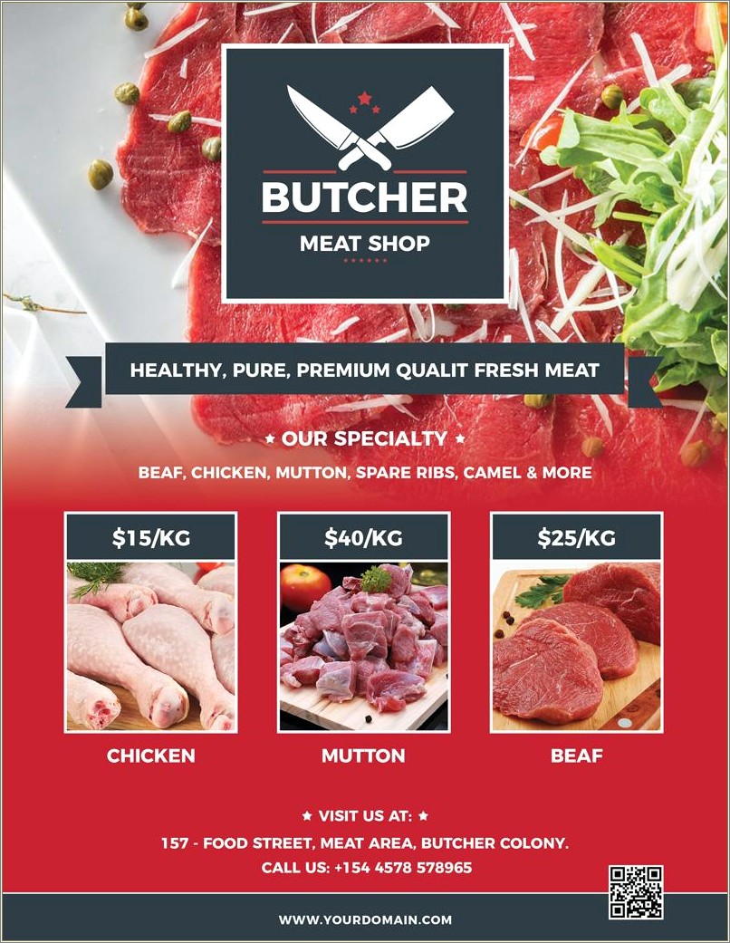 Free Indesign Brochure Template For Meat Market