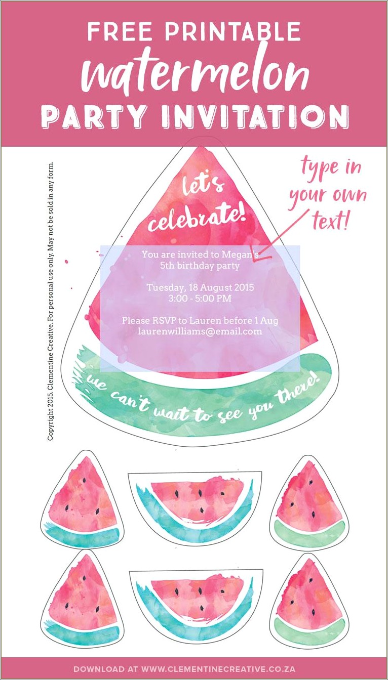 Free One In A Melon Birthday Invitation Template