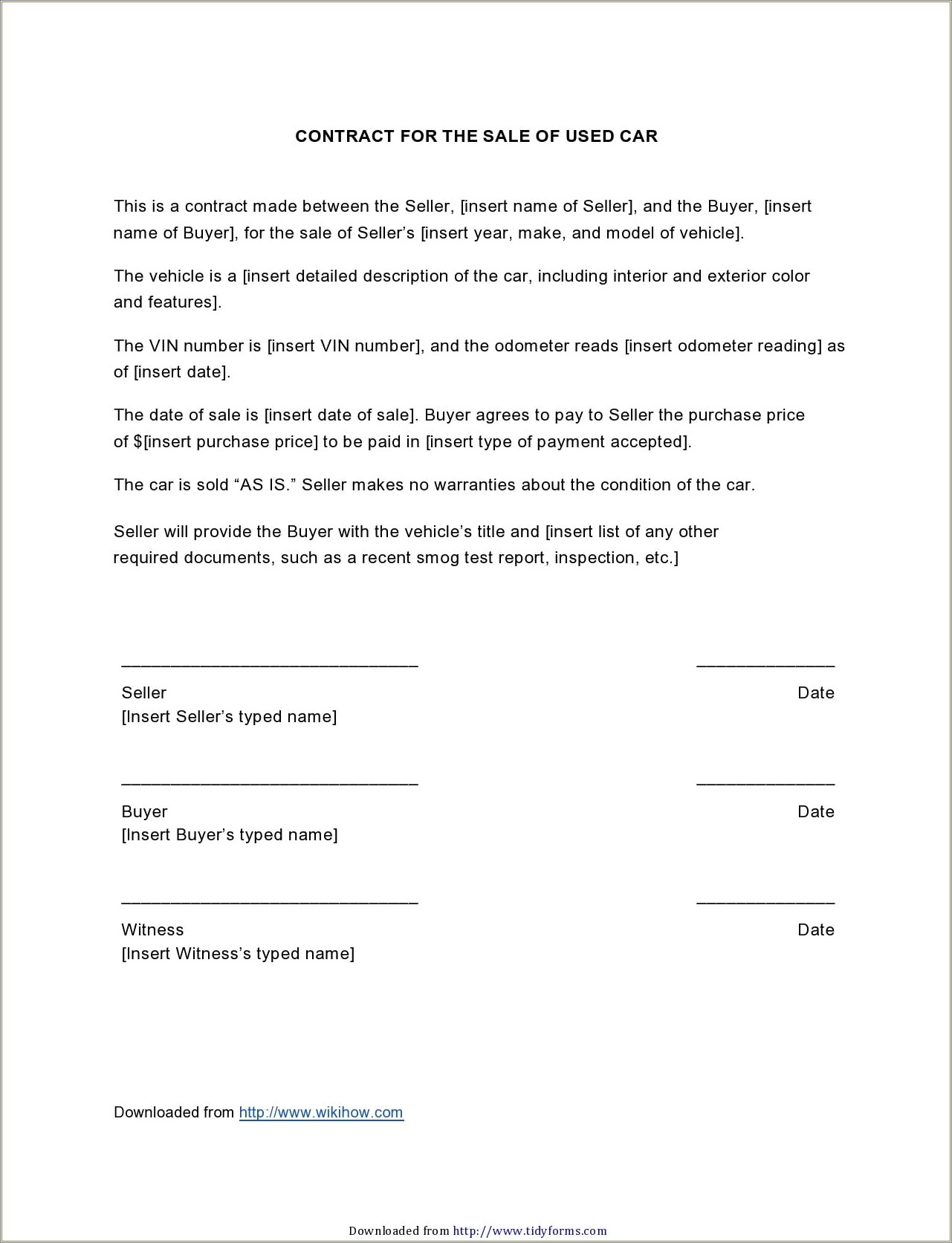 Free Owner Finance Contract Template For Trucks