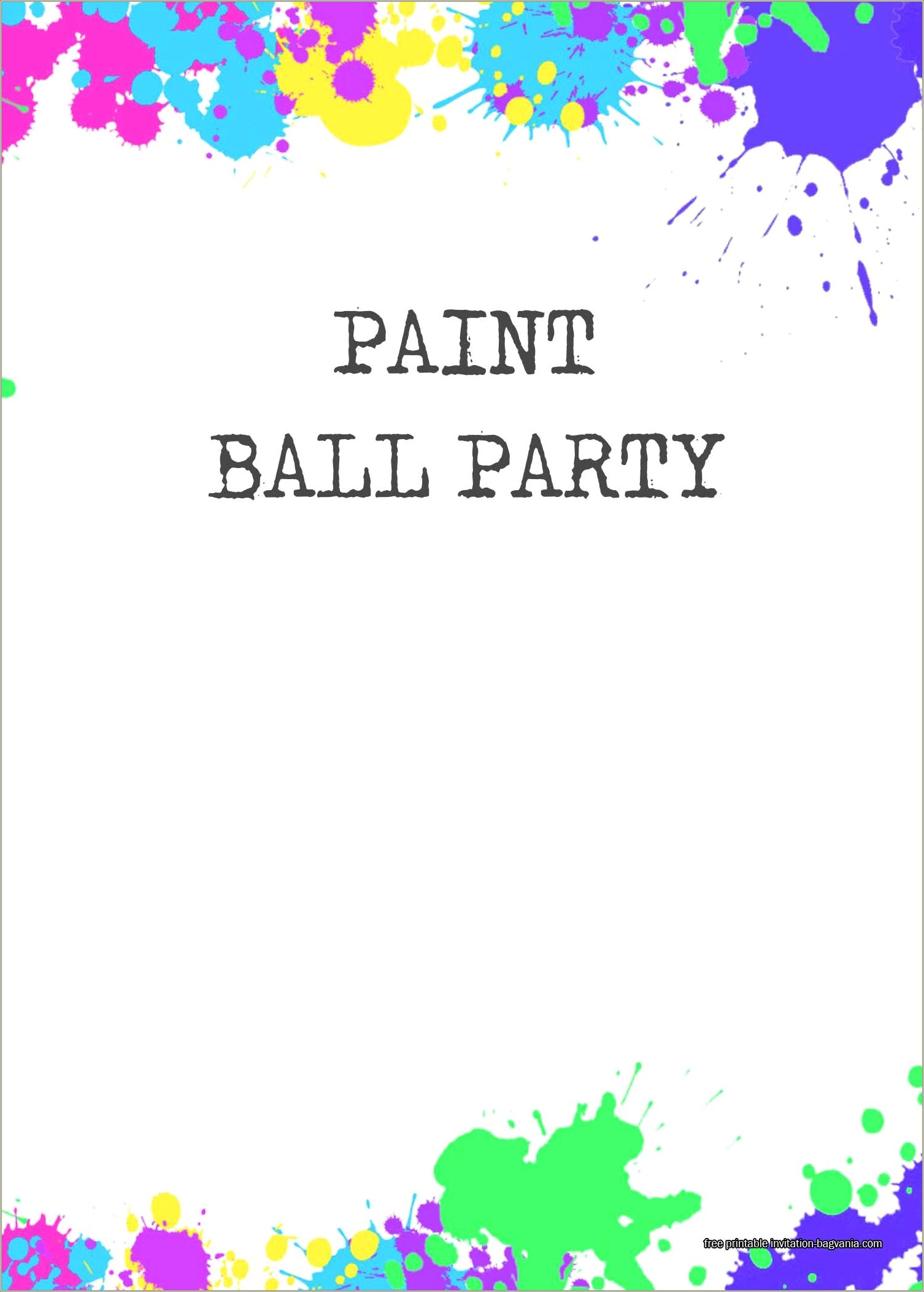 Free Paintball Birthday Party Invitations Blank Template