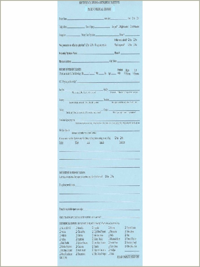 Free Pdf Patient Health History Form Template