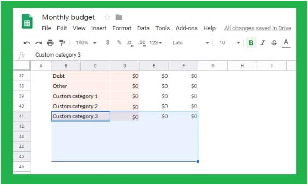 Free Personal Monthly Budget Template Google Sheets