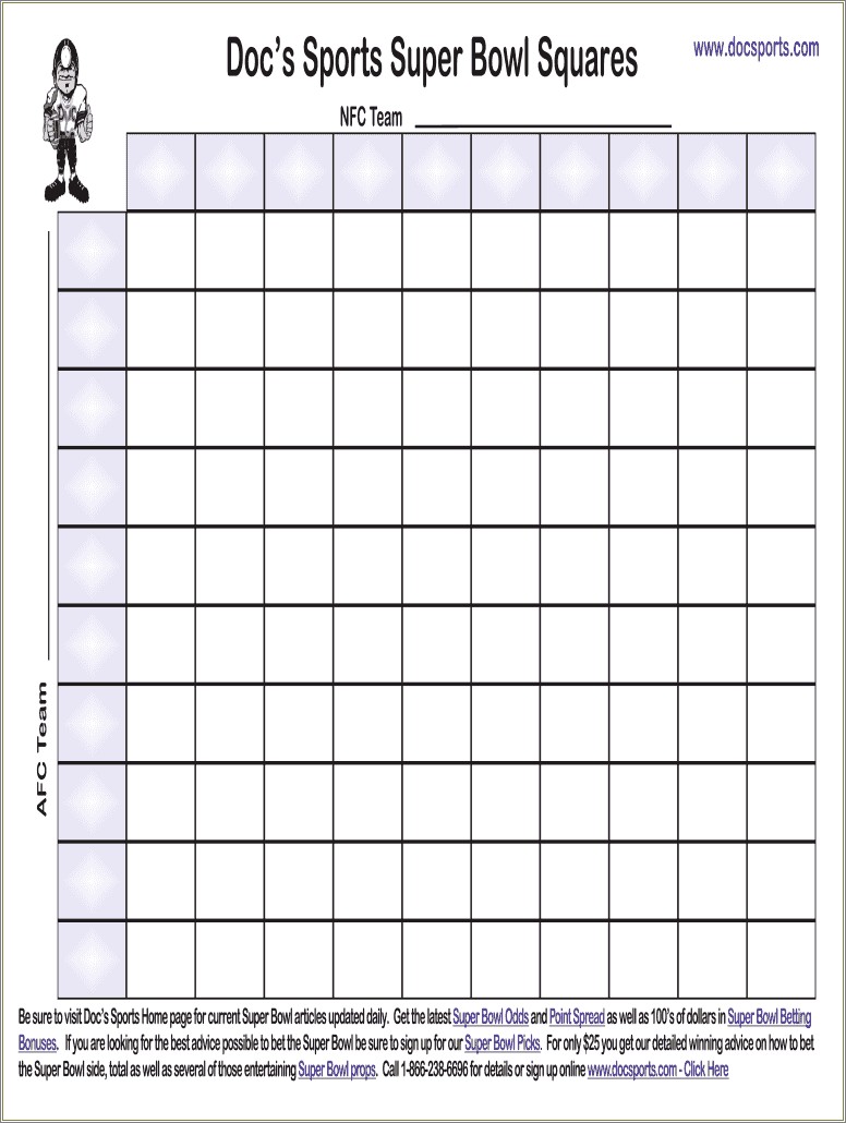 Free Printable 25 Square Football Pool Template