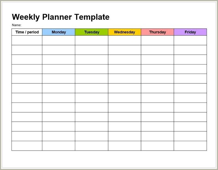 Free Printable 7 Day Weekly Schedule Template
