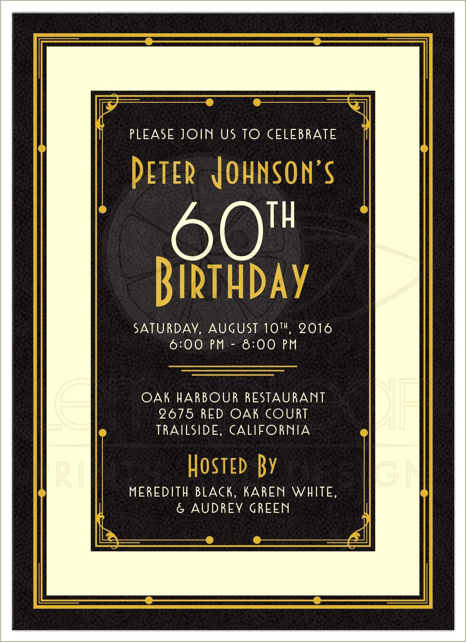 Free Printable Adult 65th Birthday Invitation Template