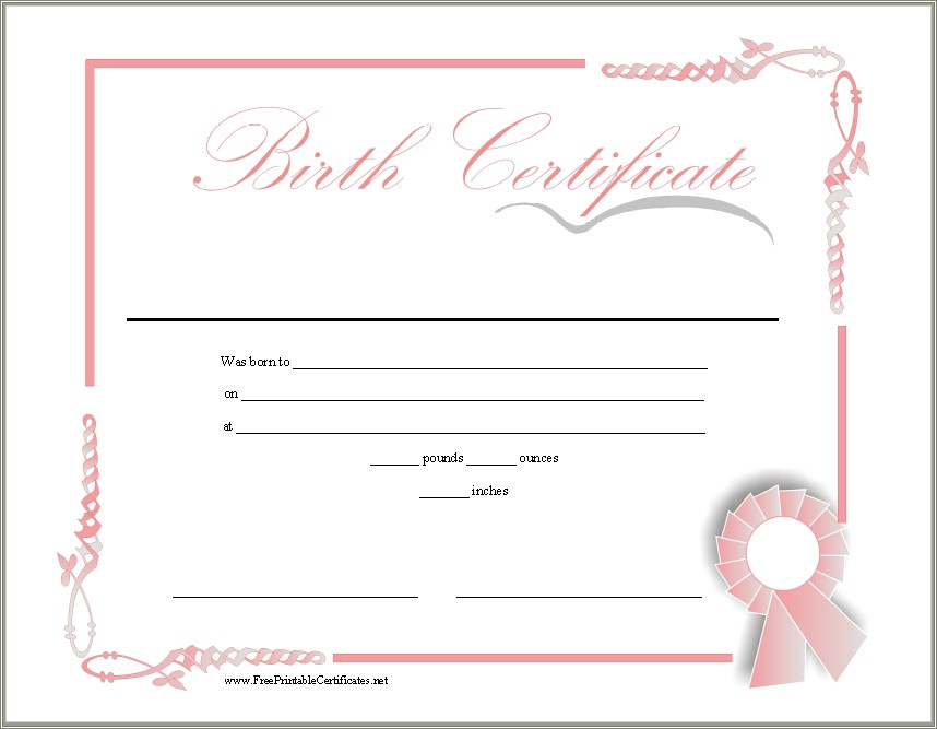 Free Printable Baby Birth Certificate Templates