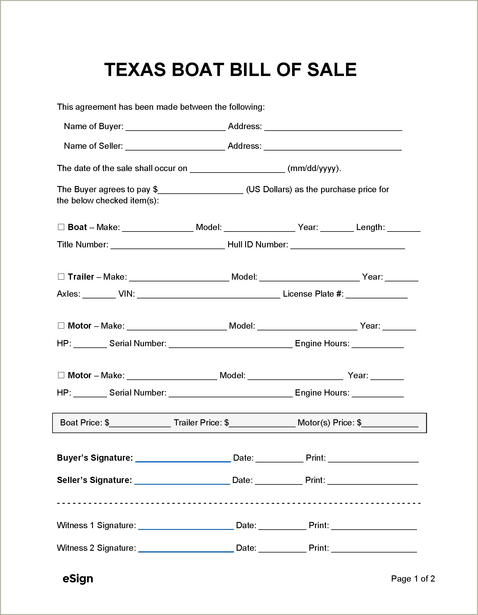 Free Printable Bill Of Sale Template For Boat Resume Example Gallery