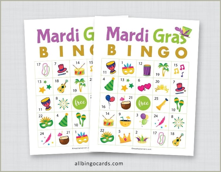 Free Printable Blank Mardi Gras Bingo Card Template