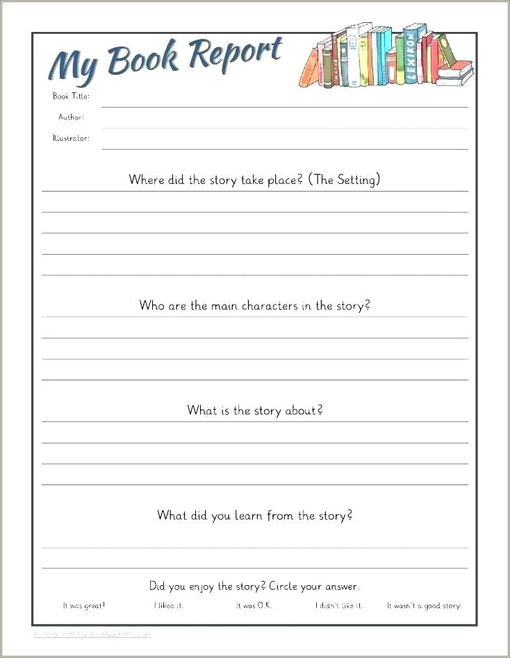 Free Printable Book Report Templates For 5th Grade