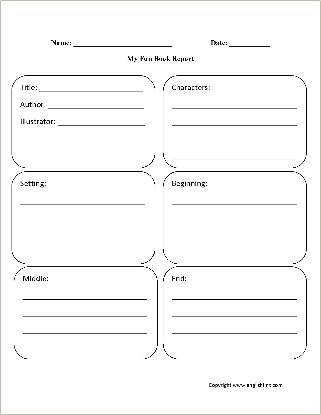 Free Printable Book Report Templates For 6th Grade