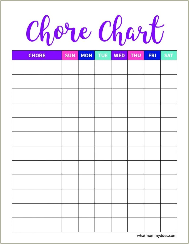Free Printable Chore Chart Templates With Pictures