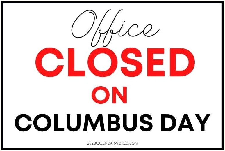 Free Printable Closed Columbus Day Template Sign