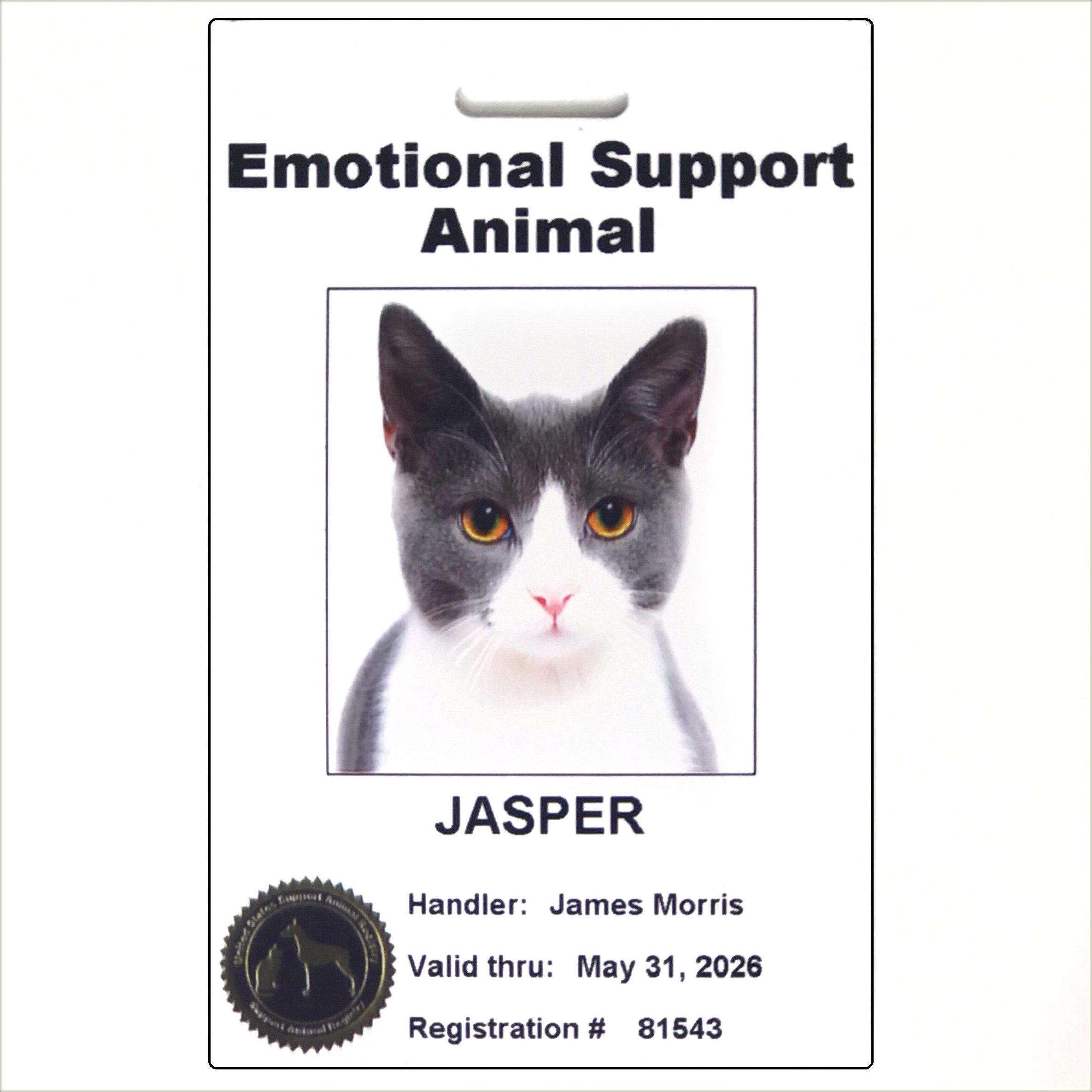 Free Printable Emotional Support Dog Id Card Template Resume Example