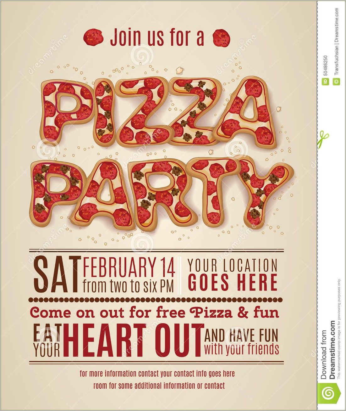 Free Printable Pietros Pizza Party Invitation Template