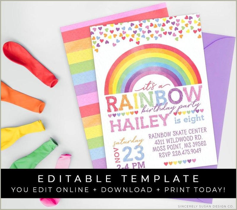 Free Printable Rainbow Invitation Templates For Word