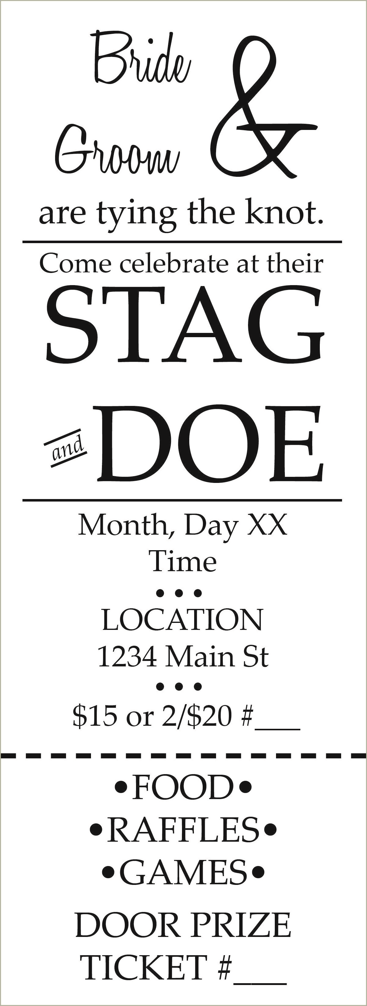 Free Printable Stag And Doe Ticket Templates