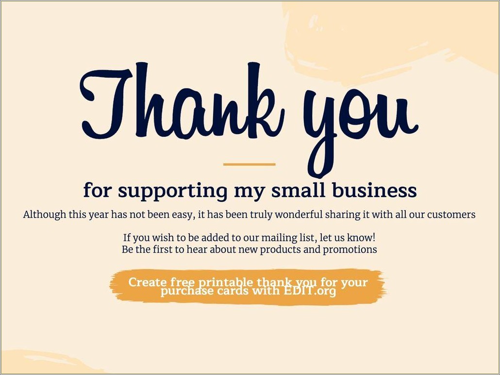 Free Printable Thank You For Your Purchase Template