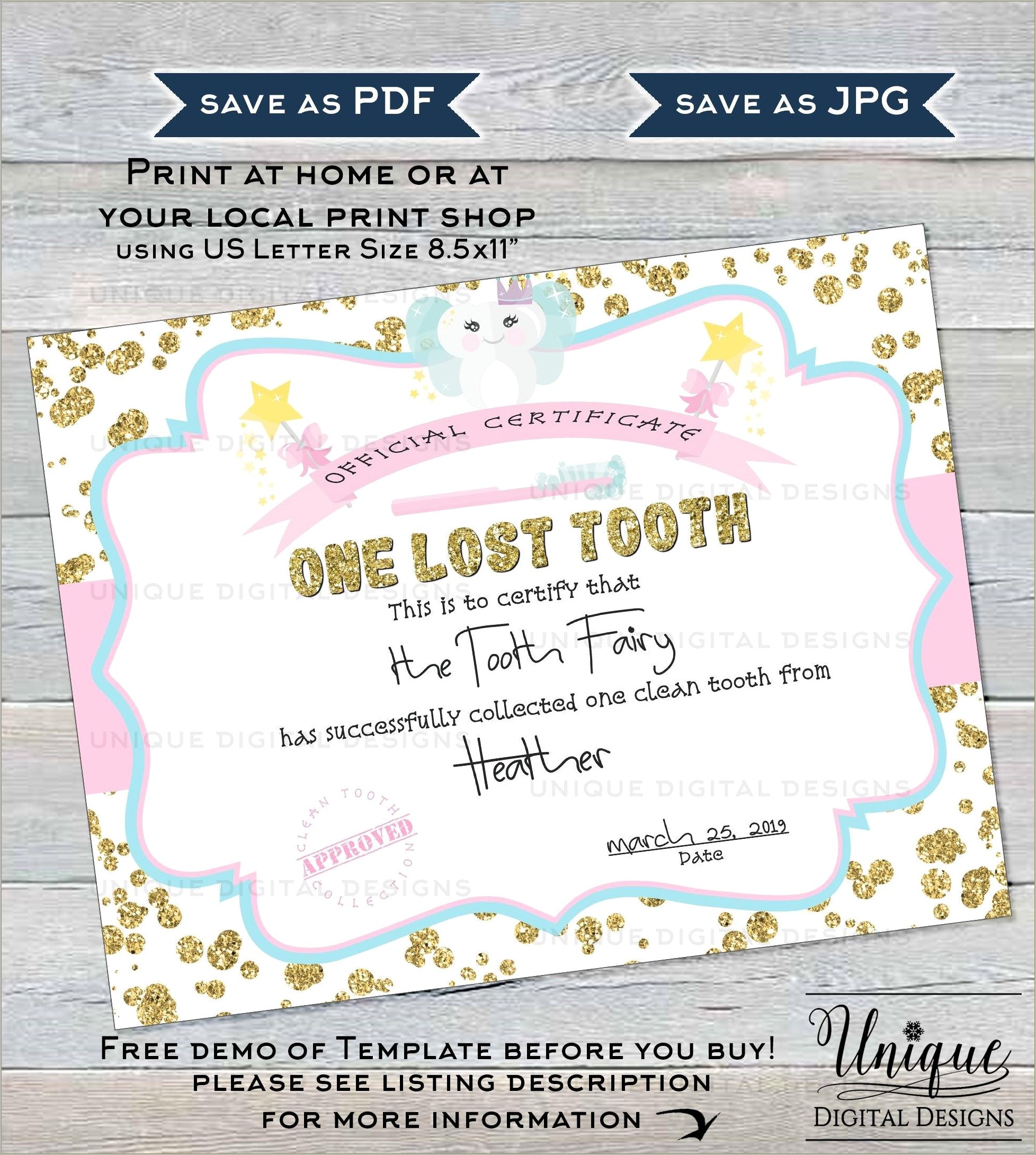 Free Printable Tooth Fairy Certificate Template From Teacher