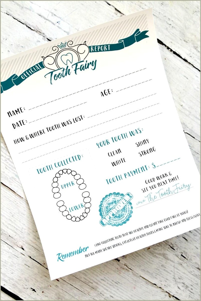 Free Printable Tooth Fairy First Tooth Certificate Template