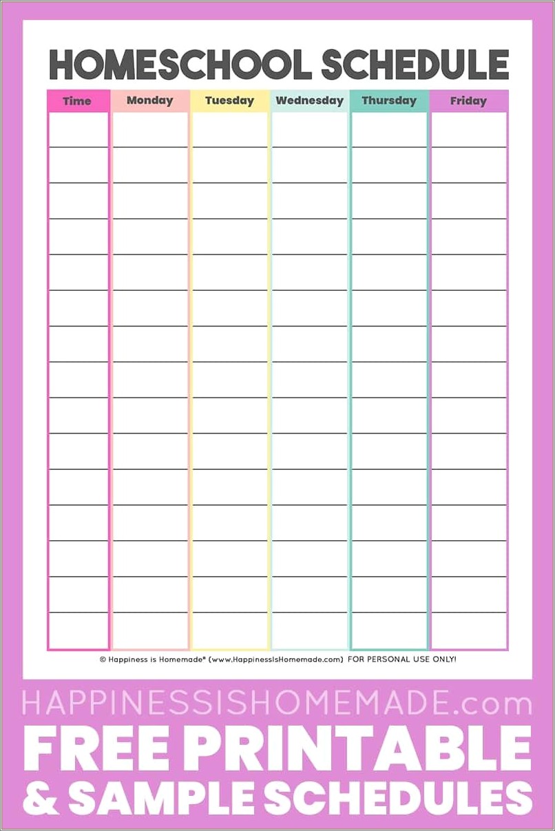 Free Printable Weekly Schedule Templates With Time