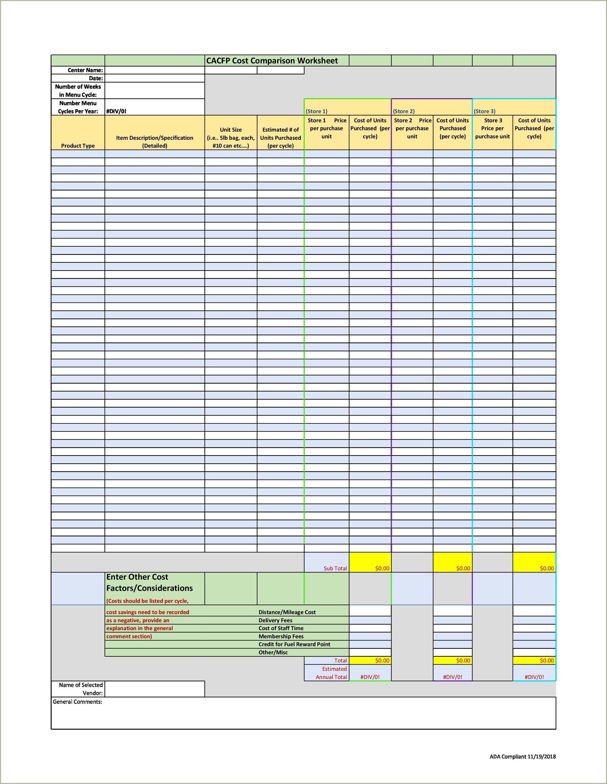 Free Product Comparison Excel Spreadsheet Template Download