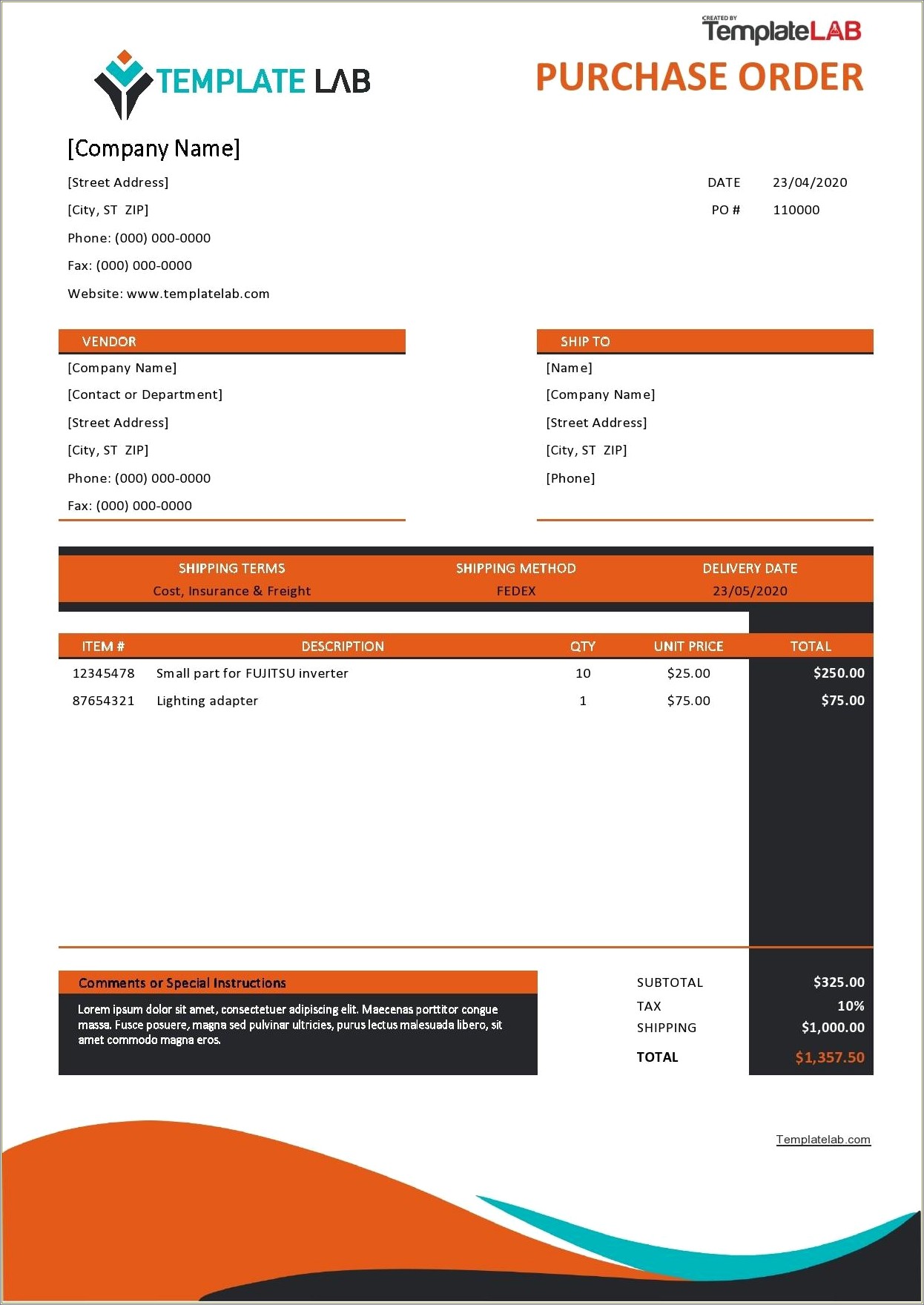 Free Purchase Order Terms And Conditions Template