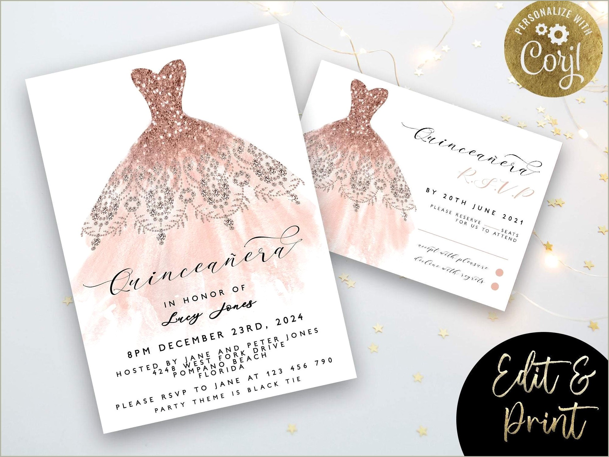 Free Quinceanera Template With A Burgundy Border