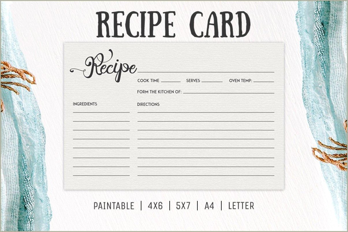 Free Recipe Card Templates 4 X 6