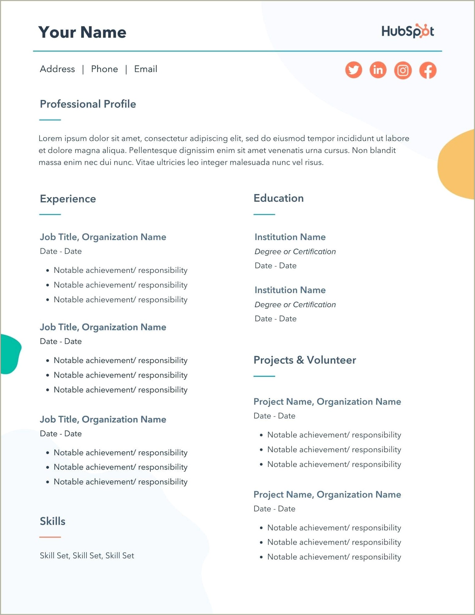 Free Resume Samples For Job