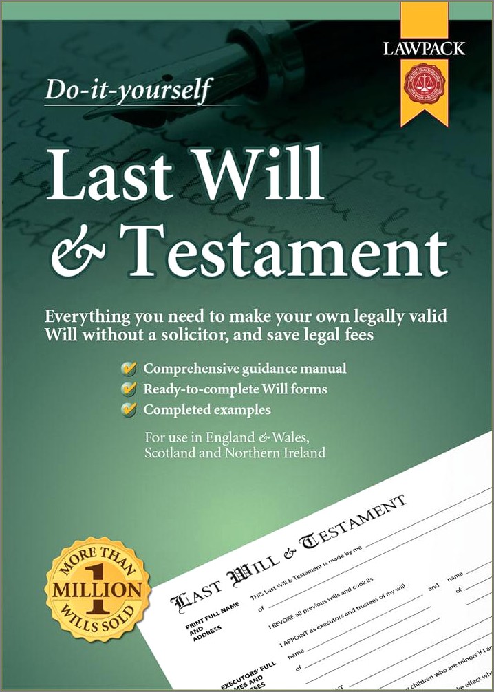 Free Sample Of Last Will And Testament Template