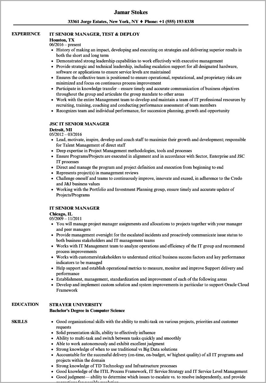 Free Senior Manager Resume Template