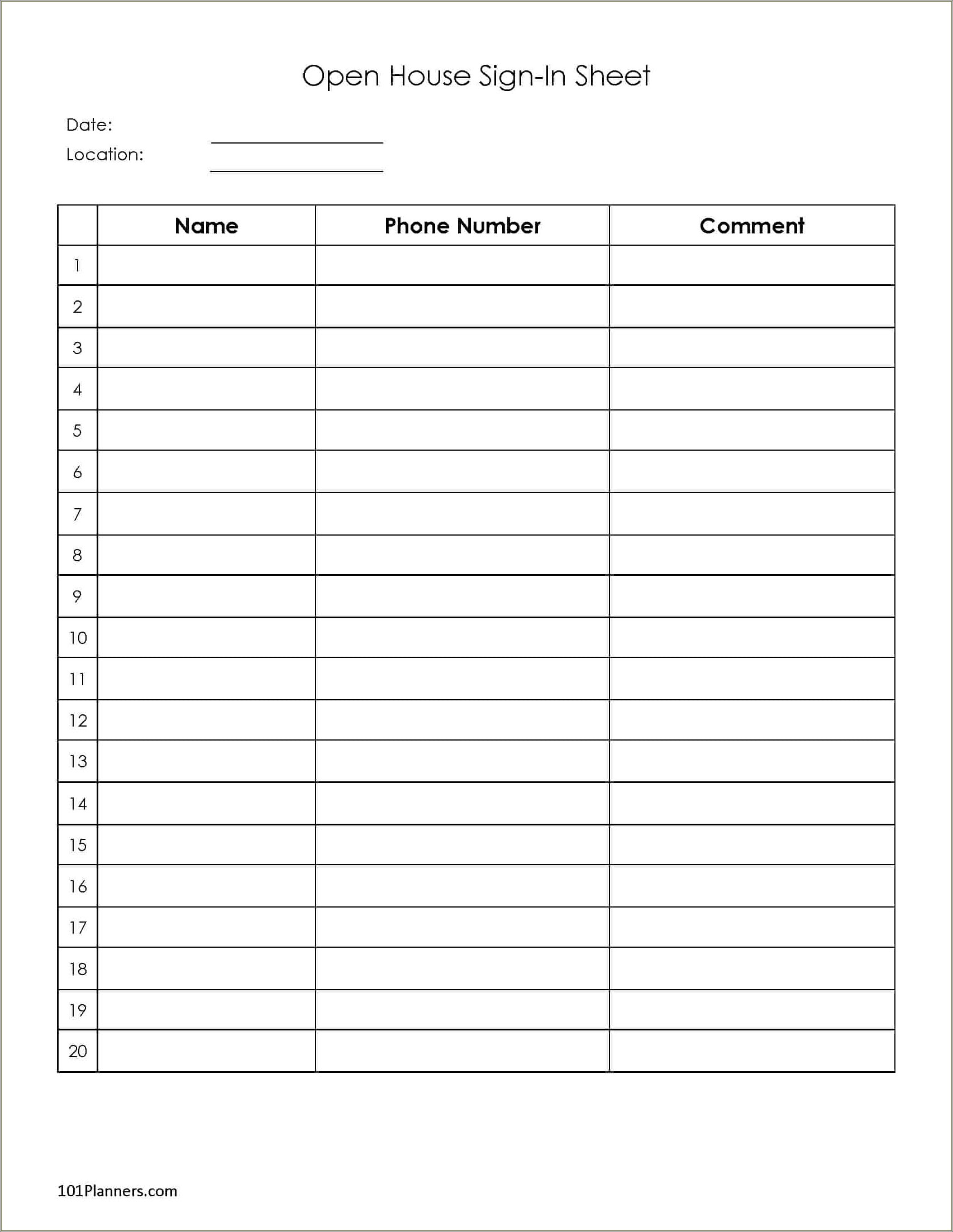 Free Sign In Sheet Template For Meeting