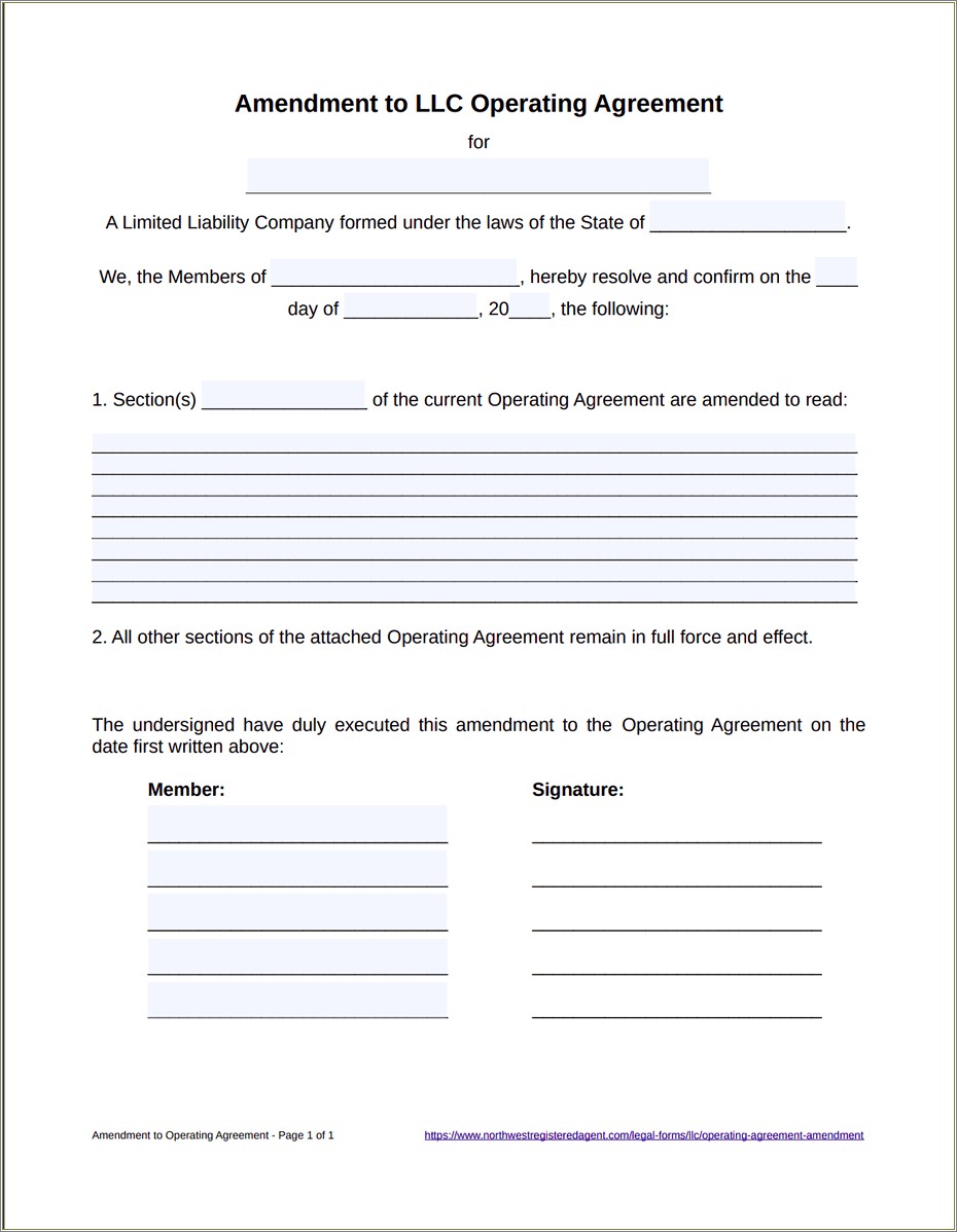 Free Simple Llc Operating Agreement North Carolina Template