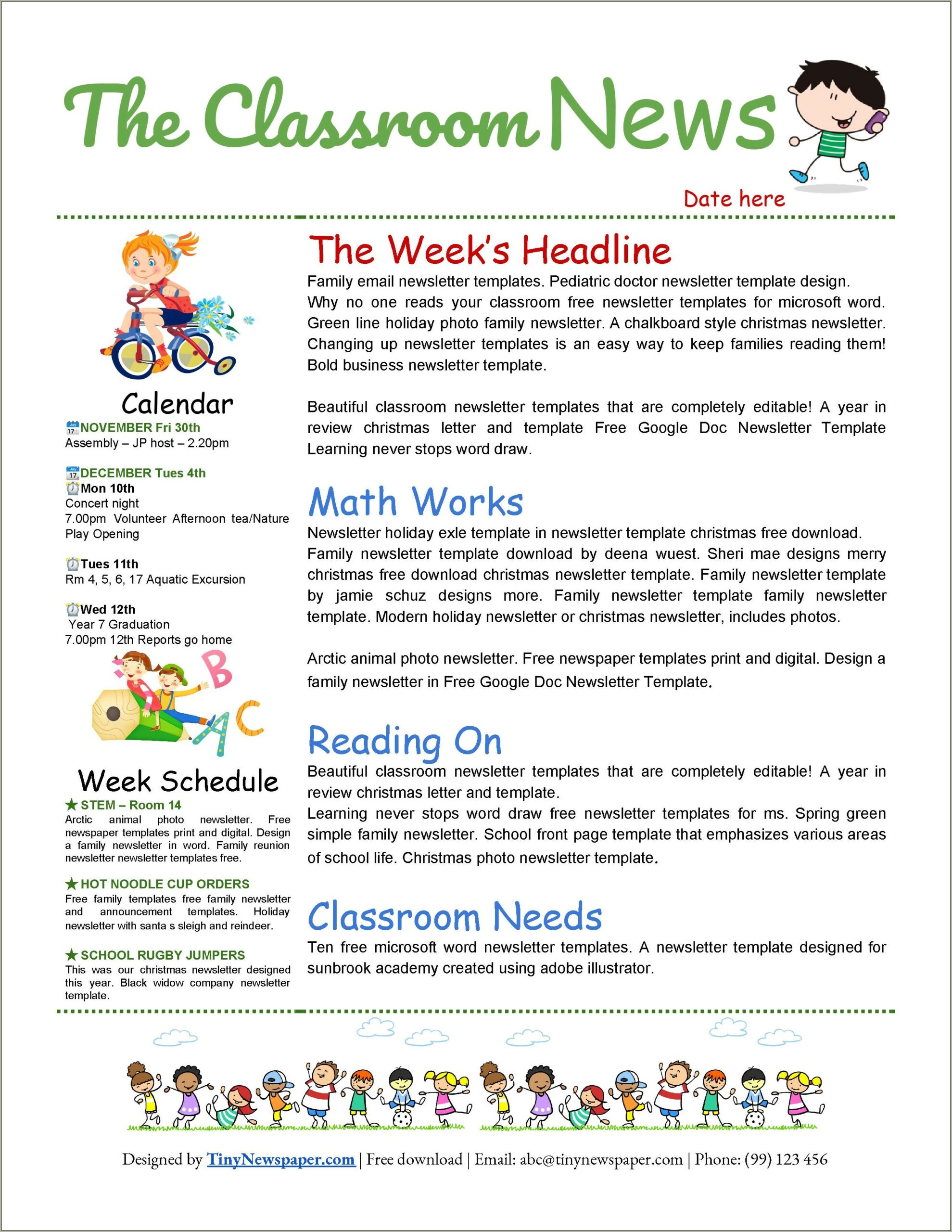 Free Spelling And Vocabulary News Letter Templates