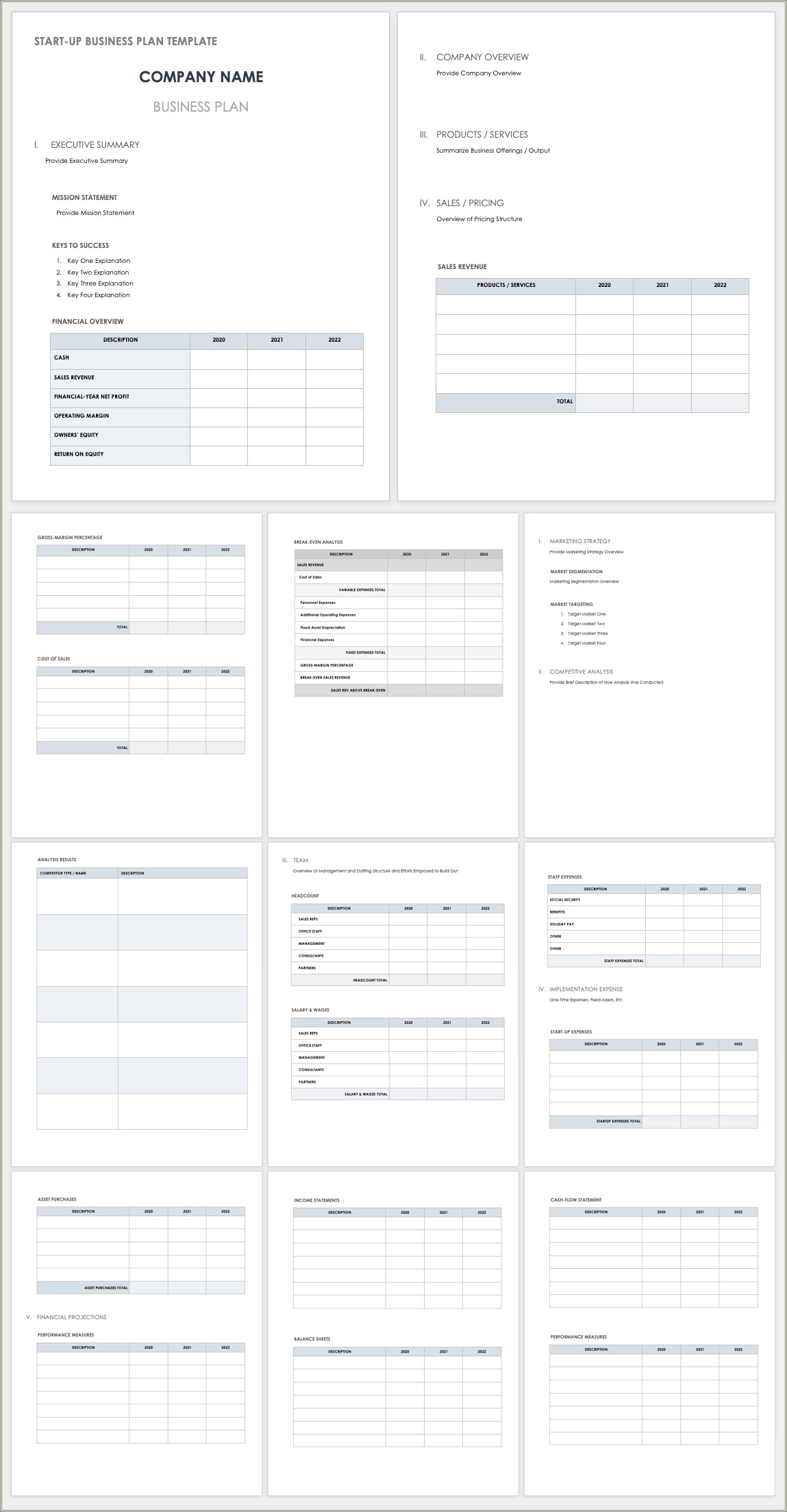 Free Start Up Hone Business Plan Templates