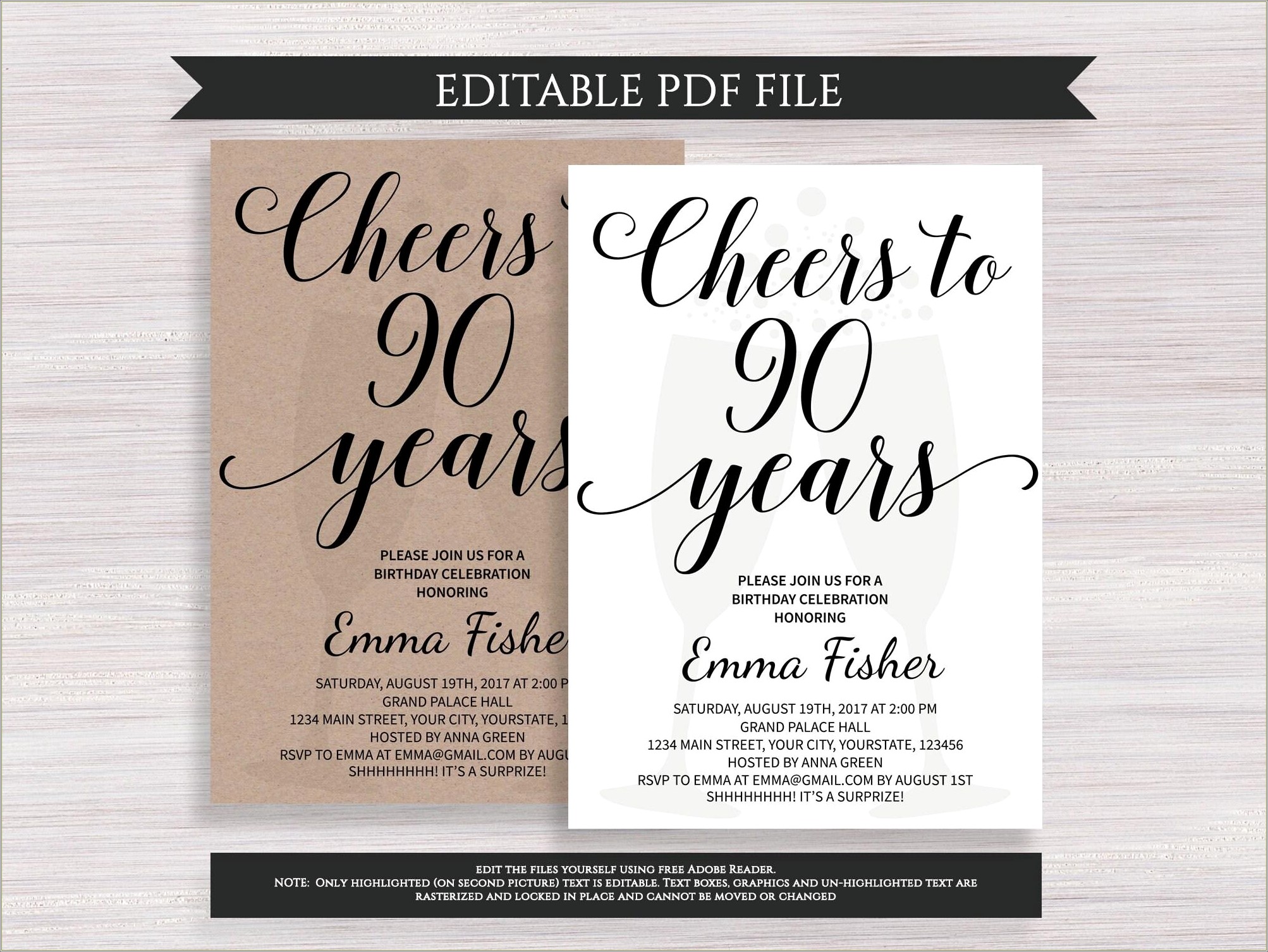 Free Template For 90th Birthday Party Invitation